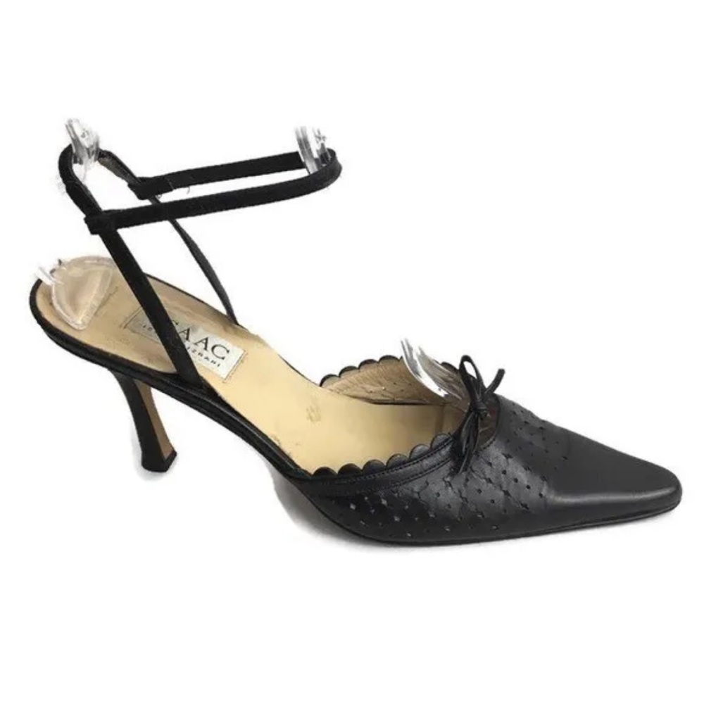 Vintage 90s Isacc Mizrahi Slingback Scalloped Heels Point Toe 9AA
